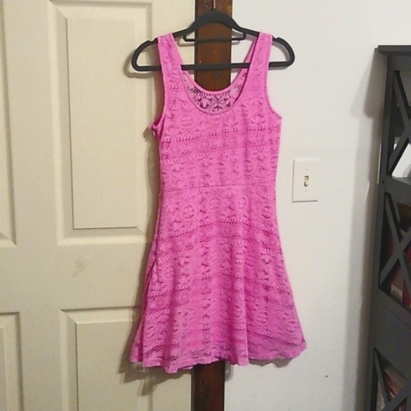 Excellent No Boundaries Pink Lace Dress: M (7-9) - Picture 4 of 8
